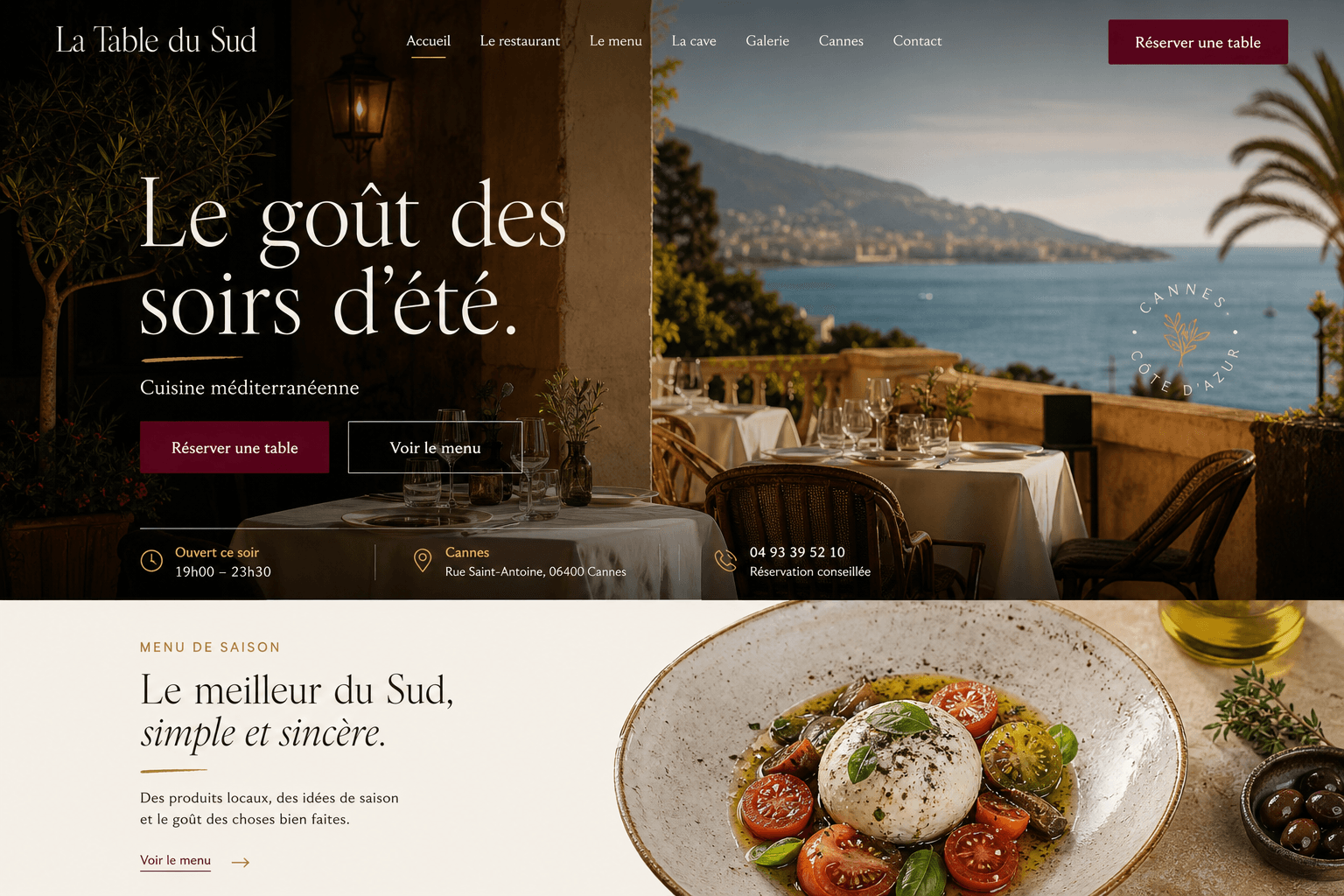 La Table du Sud website concept